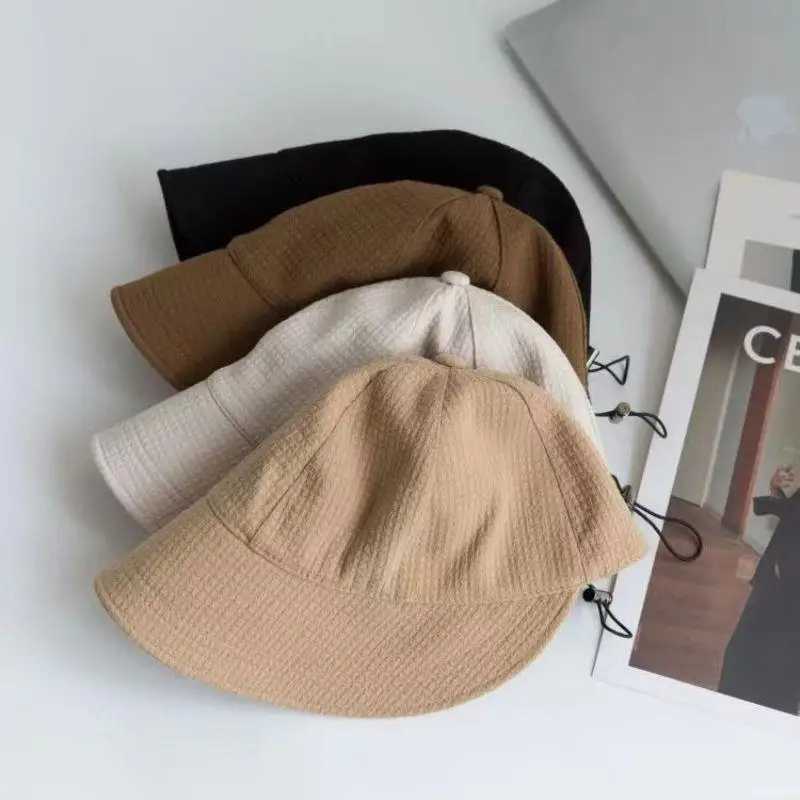 Spring And Summer Women Drawstring Waffle Baseball Cap Fashionable Sun Protection Beach Travel Sun Hat Sports Casual Bucket Hat W250602