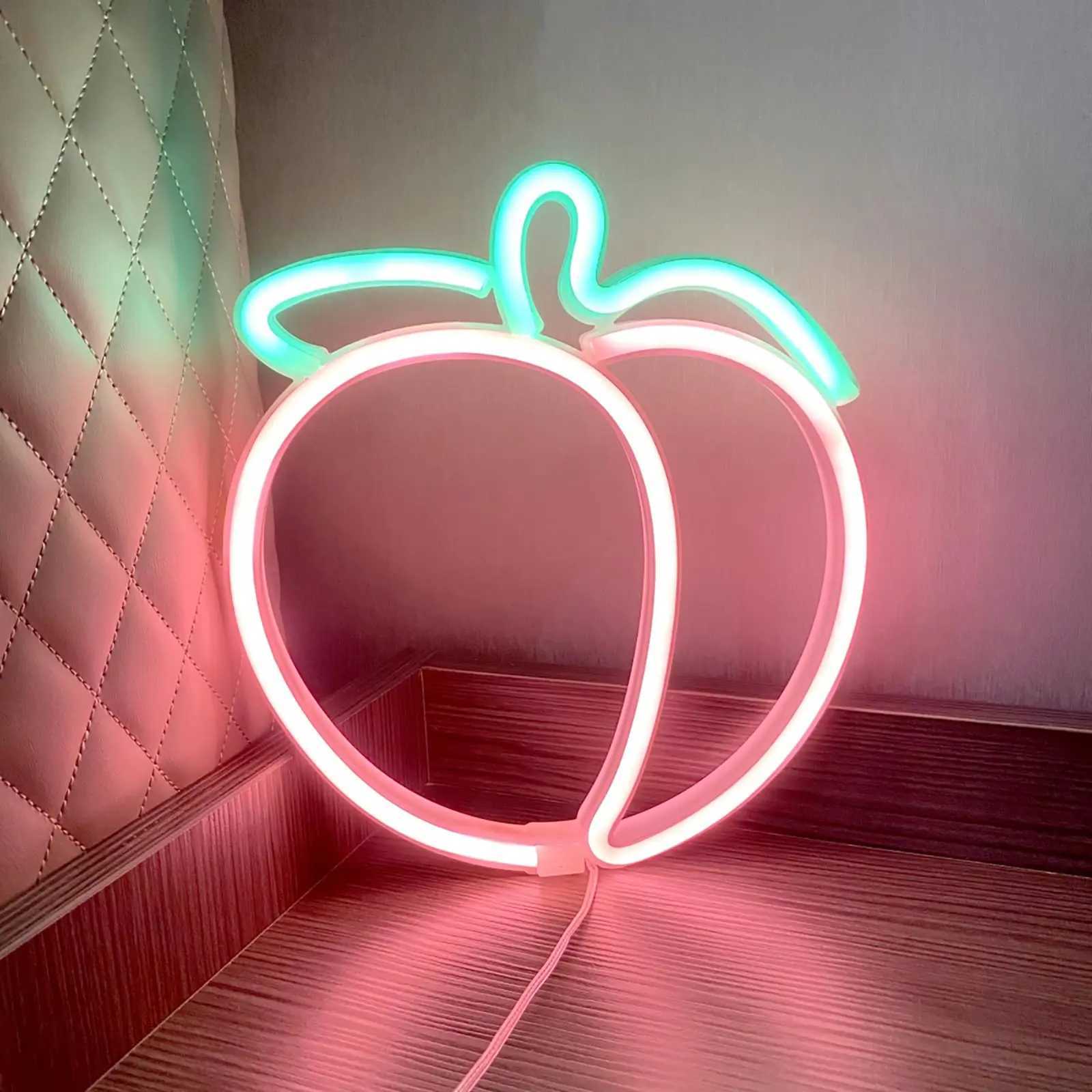 Peach Neon Sign LED Neon Light for Home Bar Art Christmas Bedroom Table Wedding Party Desktop Wall Decor Teen Kids Birthday Gift XJ250602