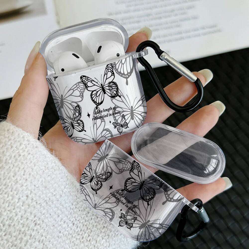 Black Heart Bow Design Pro 2/Pro TPU Earbuds Case For 4 2024 3 1 2 Gen Earphone Protective Cover