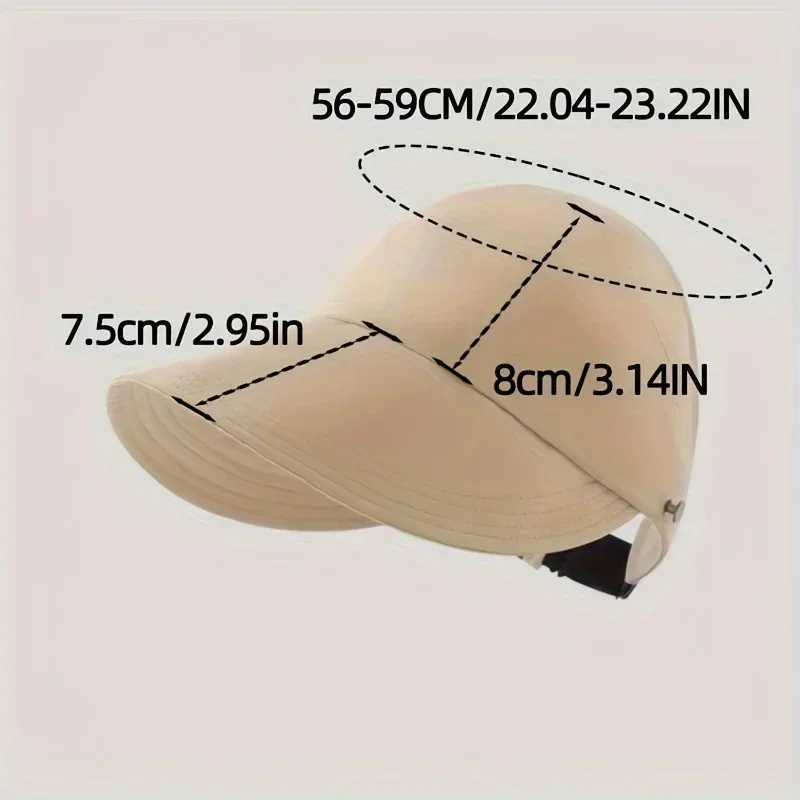 Summer Wide Brim Sunhat Women Foldable Adjustable Outdoor Beach Bucket Hat UV Protection Visors Fisherman Ponytail Caps W250602