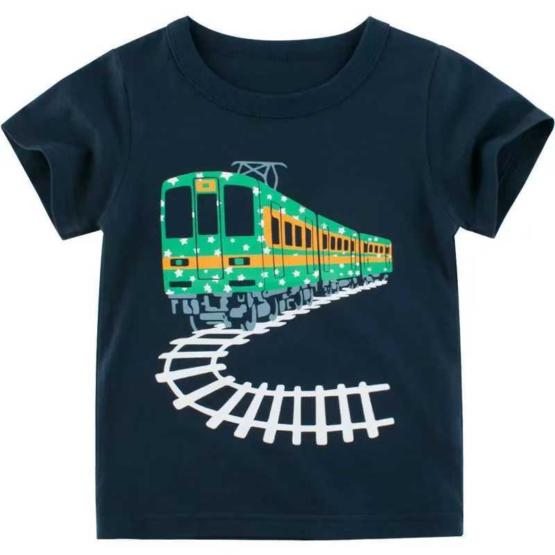 Little maven 2025 Summer New Kids Clothes Baby Boys T Shirts Childrens Clothing Toddler Cartoon Trains Shirts 2-7 Years OldT250603