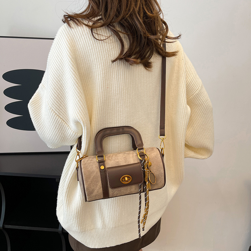 High Quality New Free Designer Bag Live Broadcast Cylindrical 2024 Small Square High-quality Texture Single Shoulder Diagonal Cross Bag Niche Design H