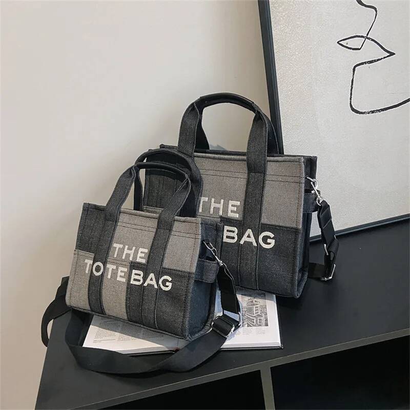 New Fashion Women's Tote Trend Brand Denim Embroidery Crossbody Classic Elegant Shoulder Bag Designer Handbag