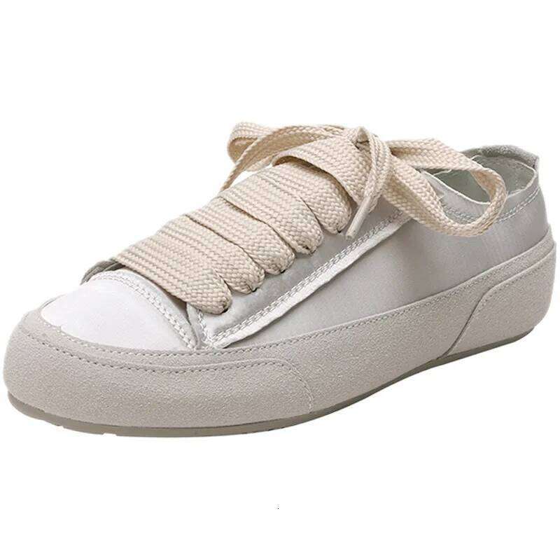 Satin White Flats Shoes New Fashion Canvas Casual Sneakers For Women