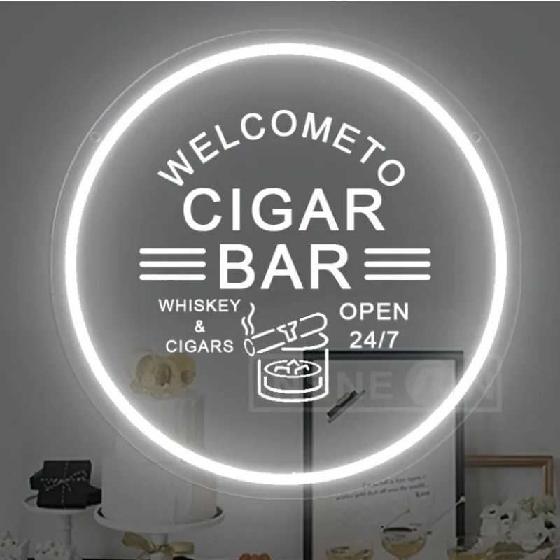 Custom Cigar Bar LED Sign with Art Design USB Operated Button Control Wall Mountable Ideal Decor for Bar and Entertainment Venue XJ250602