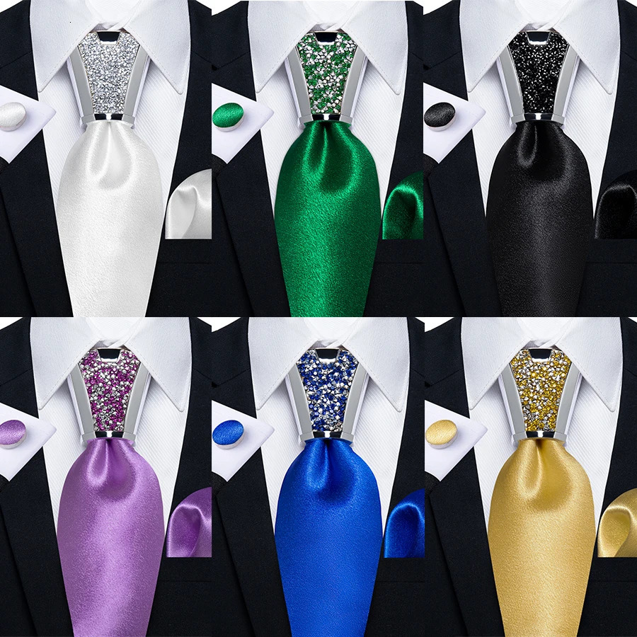 Solid Satin Mens Silk Ties Black Royal Green Yellow 8cm Necktie with Plastic Buckle Elegant Wedding Porm Mens Accessory 250530