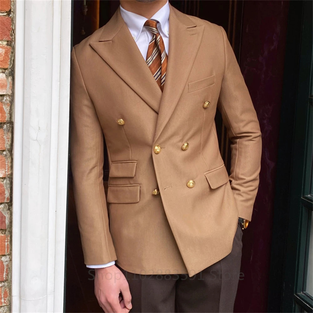 British Daily Only Jacket Men Blazer Slim Suit Blazer Homme Solid Color Masculino Fashion Suit Double Breasted Casual Trendy 250603