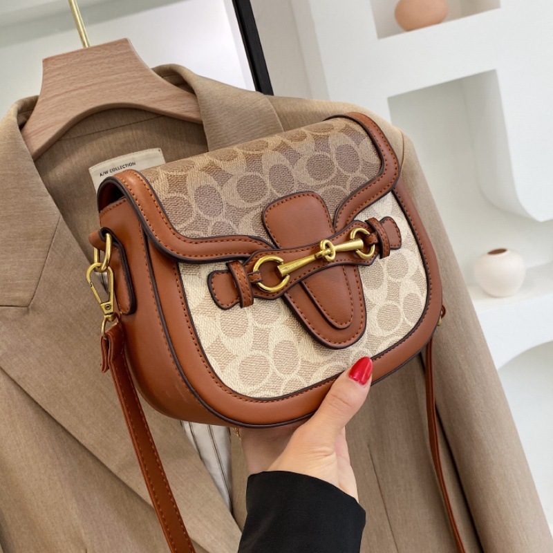 Cross-border 2025 New Korean Style 2025 Designer Package Versatile Shoulder Bag For Women Fashion Color-blocking Saddle Luxury Bag Bag Retro Ladies Cr