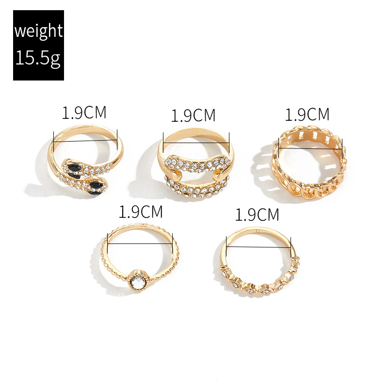 New Style Elegant and Versatile Women Alloy Snake shaped Ring Set with Individual Ins Style