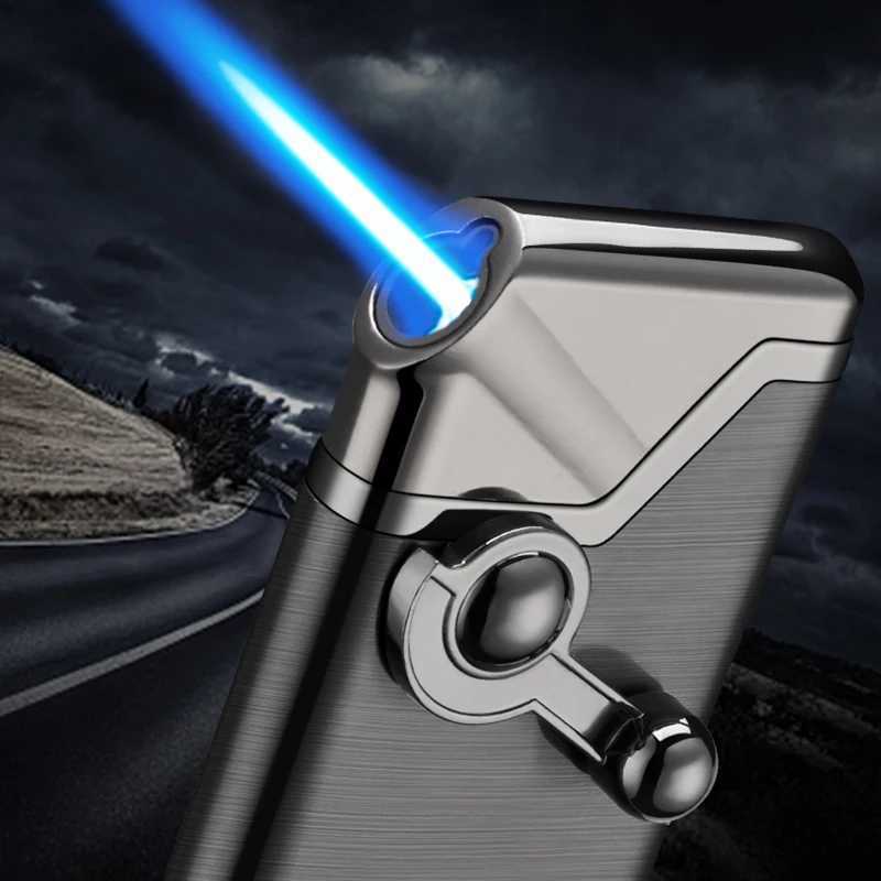 Creative Rocker Blue Flame Jet Torch Butane Gas Lighter Oblique Fire Pipe Special Smoking Accessories Gadgets For Men (No Gas))C250603