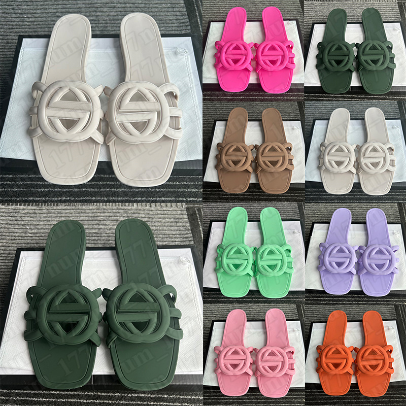 free shipping elegant square toe flat slide sandals for women size 36-41 comfortable summer slippers with Dust Bag & Gift Box fashion