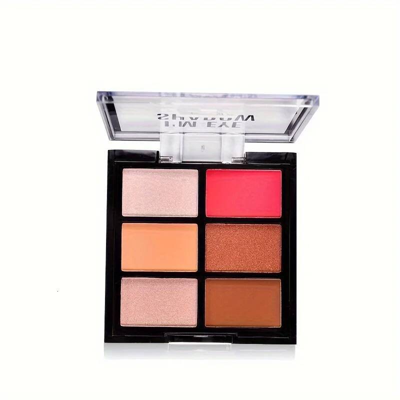 6-Color Tray High Pigment Matte & Glitter Eyeshadow Powder Waterproof Long-Lasting Makeup Kit for Eyes