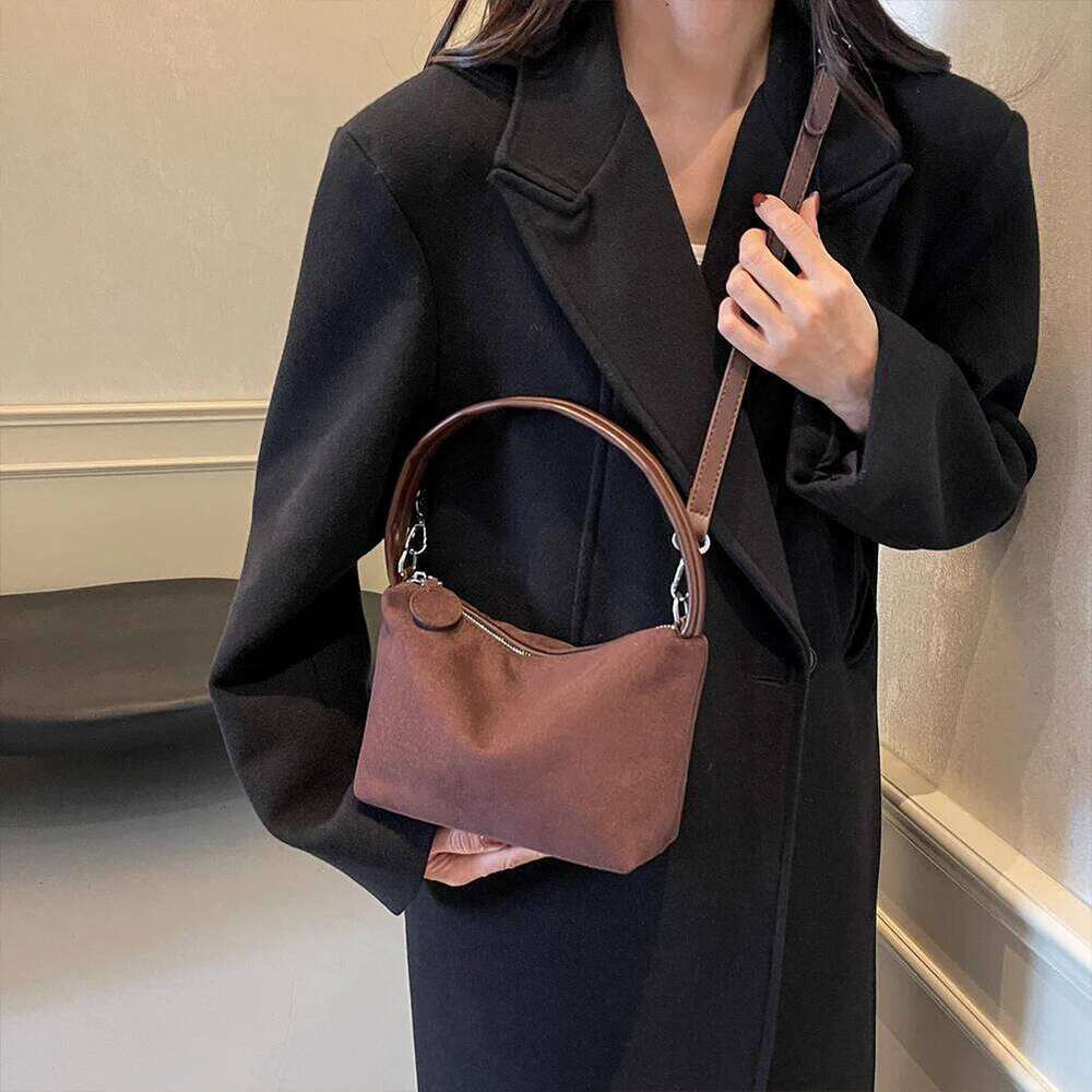 Women's Bags Designer Korean Women's High Quality Solid Small Shoulder Ladies Crossbody Vintage Suede Chic Hobo Female Sling Bag Purse