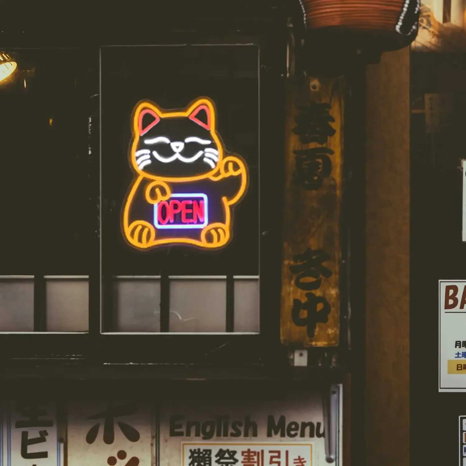 Lucky Cat Open Neon Sign USB Dimmable LED Sign for Restaurant Ramen Shop Izakaya Sushi Bar Decor Business Openings Decor Gift XJ250602