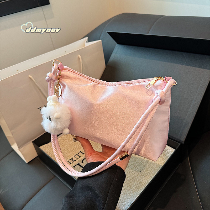 Korean Style Elegant Glossy Satin Underarm for Women 2024 Spring Summer New High-end Fashion Casual Shoulder Small Bag ddmynov