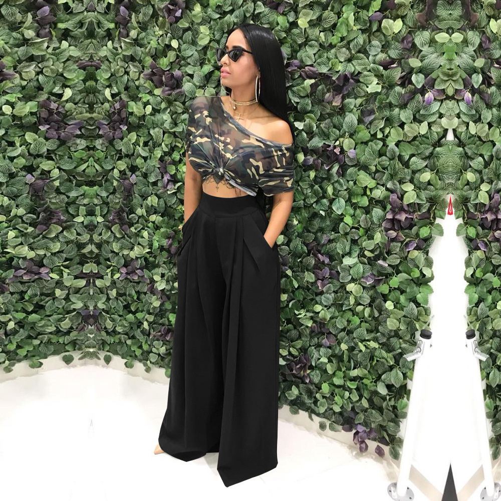 women's wear S2018 Fashion Personality Flared Long Casual Autumn Winter Wide Leg Pants 14 Colors Available