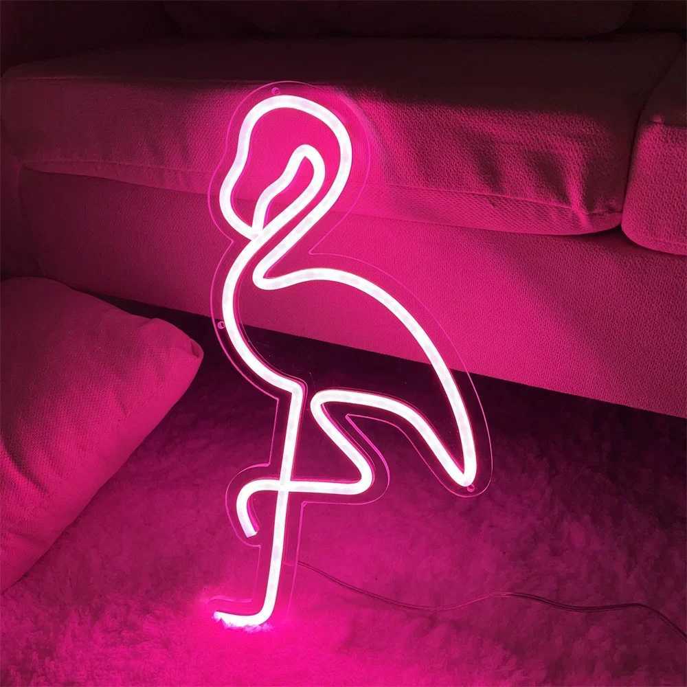 Flamingo Neon Sign Animal LED Home Bedroom Game Room Decor Indoor Ins Wall Decoration Flamingo Wall Hanging USB Neon Light XJ250602