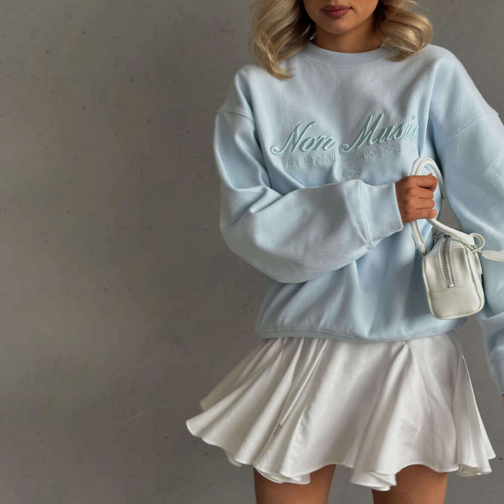 Hot Selling Letter Embroidery Crew Neck Pullover Sweatshirt Trendy Brand Autumn Winter Dopamine Color Long Sleeve Top For Women B5