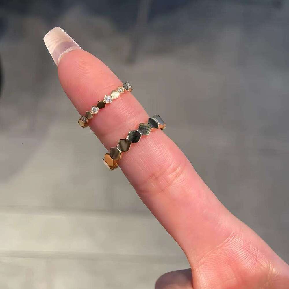 Honeycomb Ring Shangjia High Wide Narrow Version Female CNC Rose Gold TikTok Live Broadcast Wholesale