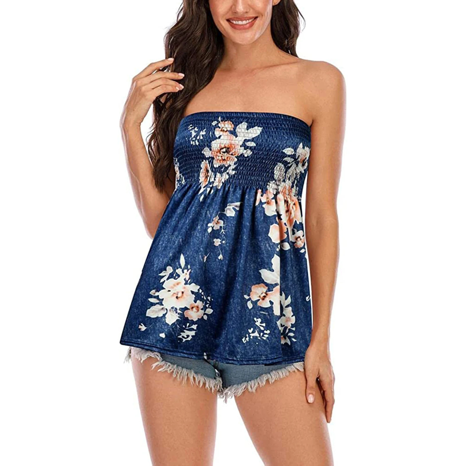 Women Sexy Tube Top Summer Casual Tank Crop Tops Solid Color Elastic n Backless Breathable Strapless 250528Z