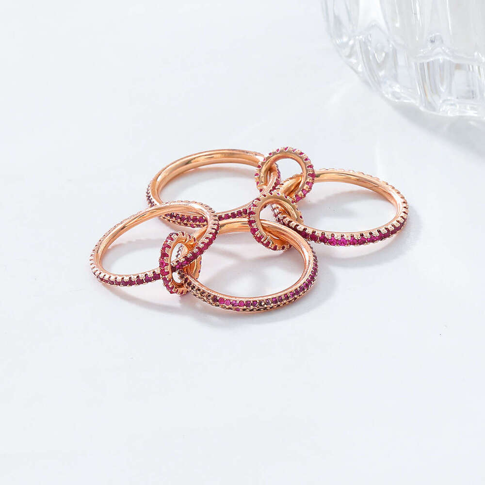 Rose Gold Exaggerated Multi-Piece Set Layered Zircon Niche Creative Women's Rings