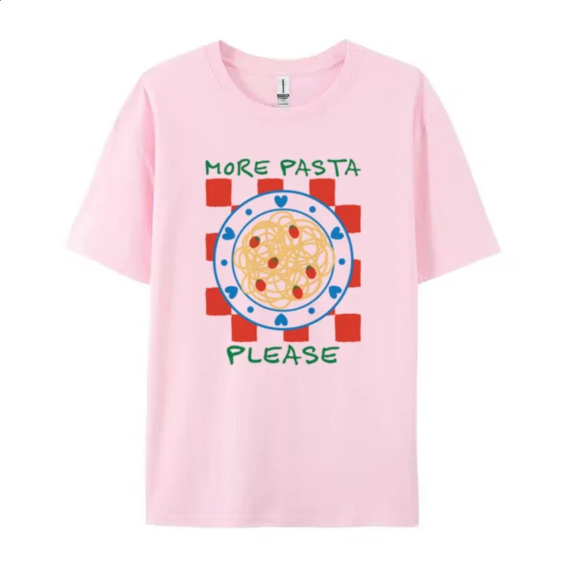 Women Retro Aesthetic Pasta Lover T-Shirt Hippie Funny Italian Food T-Shirt Cute Spaghetti Shirt Summer Loose Fashion Tops Gift 250529