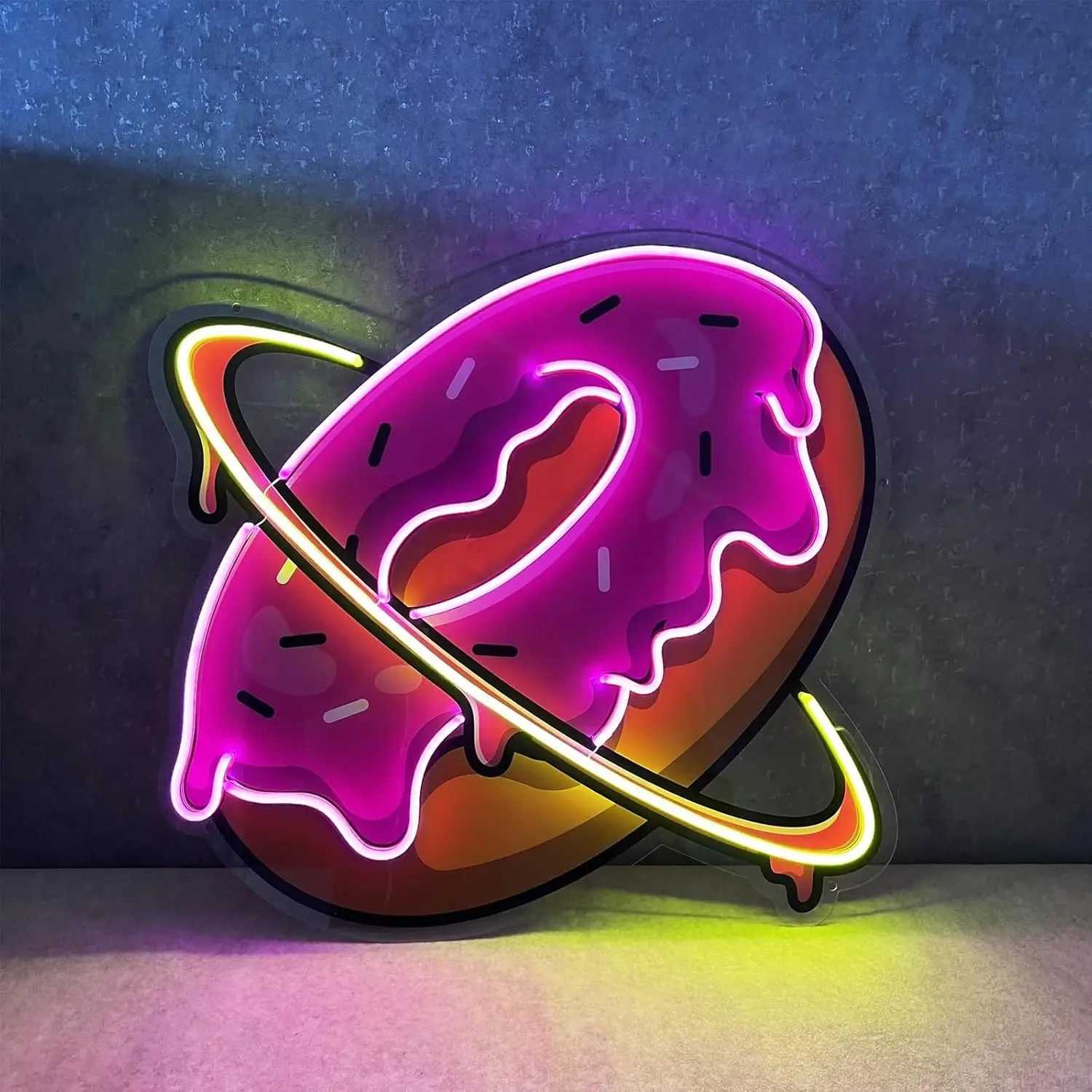 Donut Planet Custom Neon Sign for Wall Decor LED Neon Light for Bedroom Home Living Room Bar Personalized USB Powered XJ250602