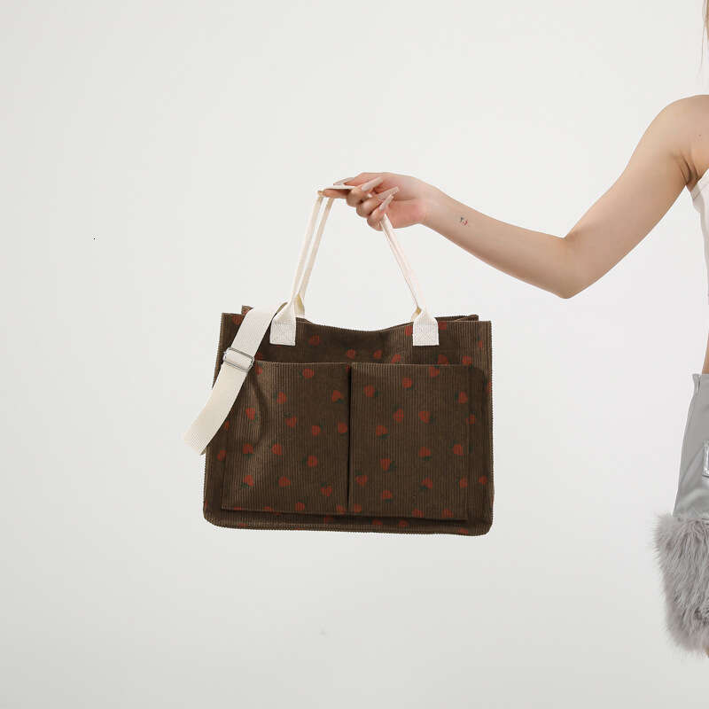 New Fruit Strawberry Print Large Capacity Multi-Pocket Tote Single Shoulder Bag Handbag