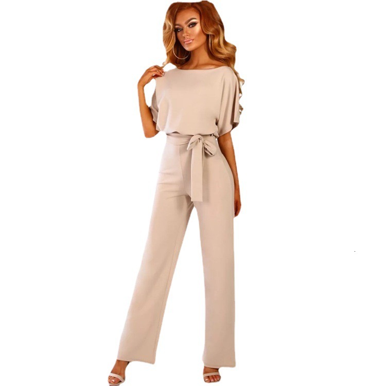 women's wear 2022 Plus Size Clothing 7 Colors Extra Large Spring Summer Solid Color Tie Button Short Sleeve Women's Jumpsuit