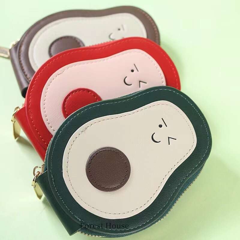 2024 Cute Avocado Accordion Card Holder Ins Multi-Card Slot Storage Zipper ID Bag Cartoon Coin Purse