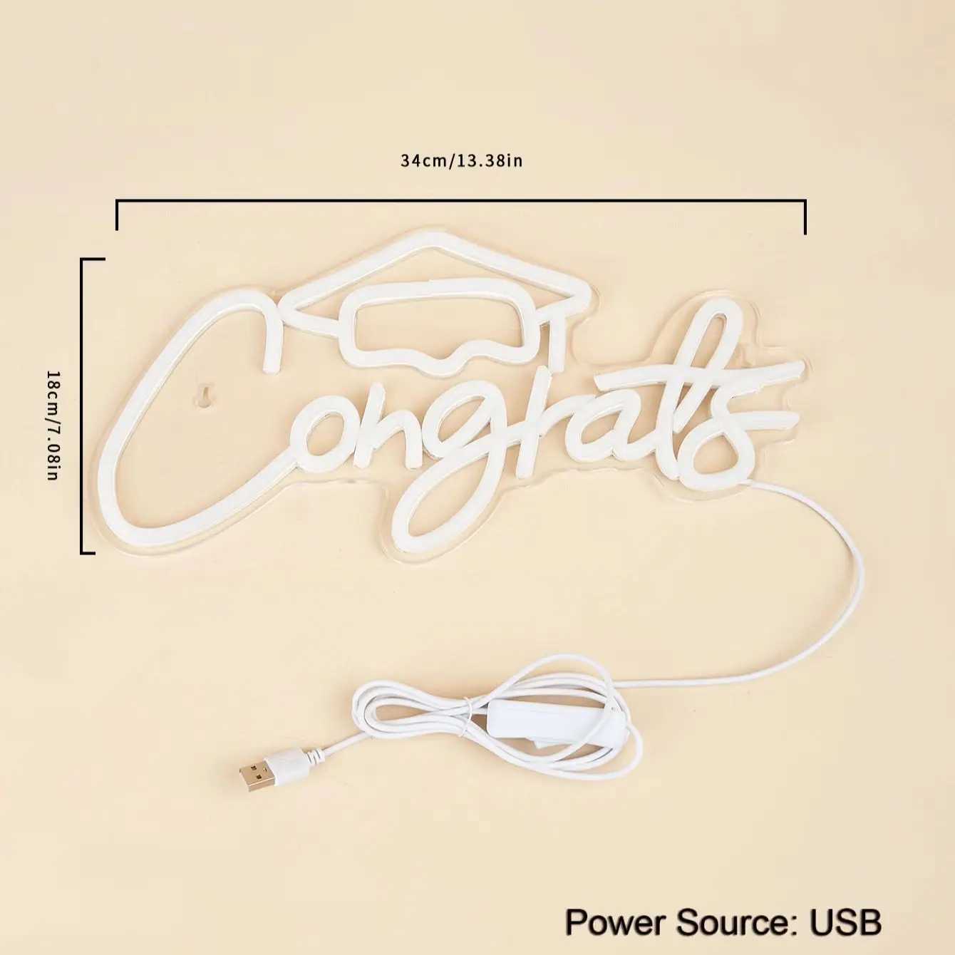 Chi-buy LED Neon Congrats USB Powered Neon Signs Night Light 3D Wall Art Game Room Bedroom Party Decor Lamp Signs XJ250602