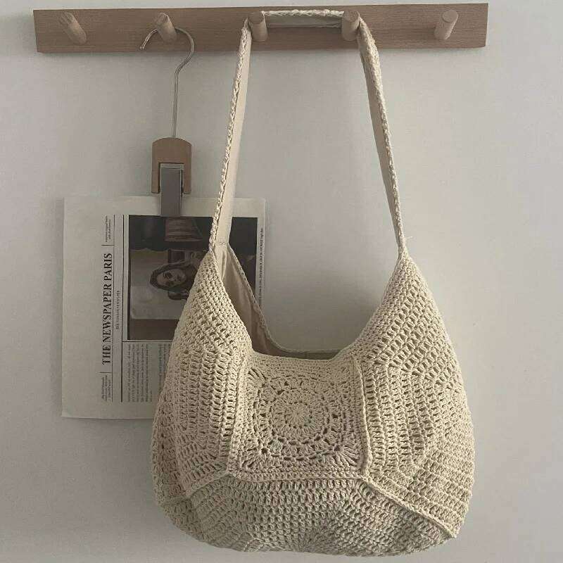 Women's Bags Designer Rope Crochet Tote Large Capacity Woven For Women Knitted Shoulder Bag Summer Travel Beach Bags Soft Shopper Purses NEW