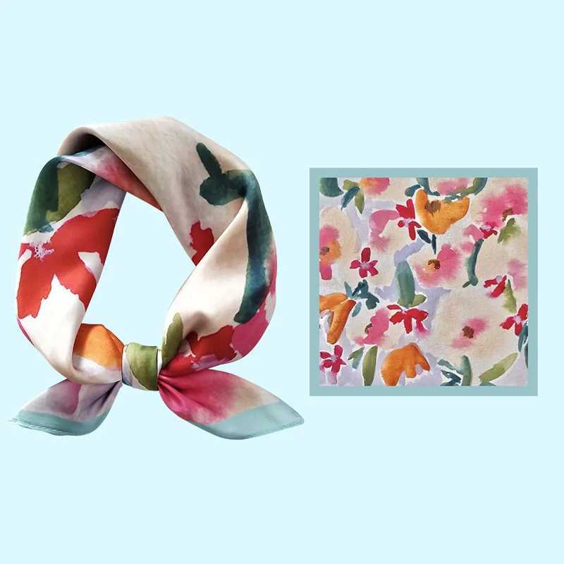 Womens Silk Cartoon Scarf Square Headband Little Luxury Hair Ribbon Office Lady Handkerchief Female Design Print Foulard AC2231 W250602