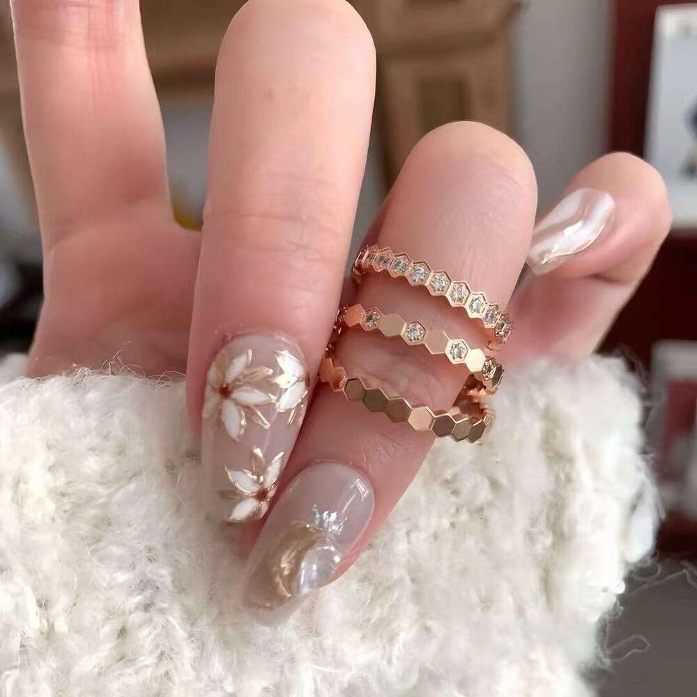 Honeycomb Ring Shangjia High Wide Narrow Version Female CNC Rose Gold TikTok Live Broadcast Wholesale