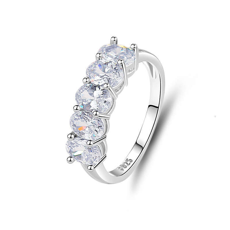 S Pure Silver High Carbon HW for Women Ins Style Niche Light Luxury Row Diamond Stacking Zircon Ring