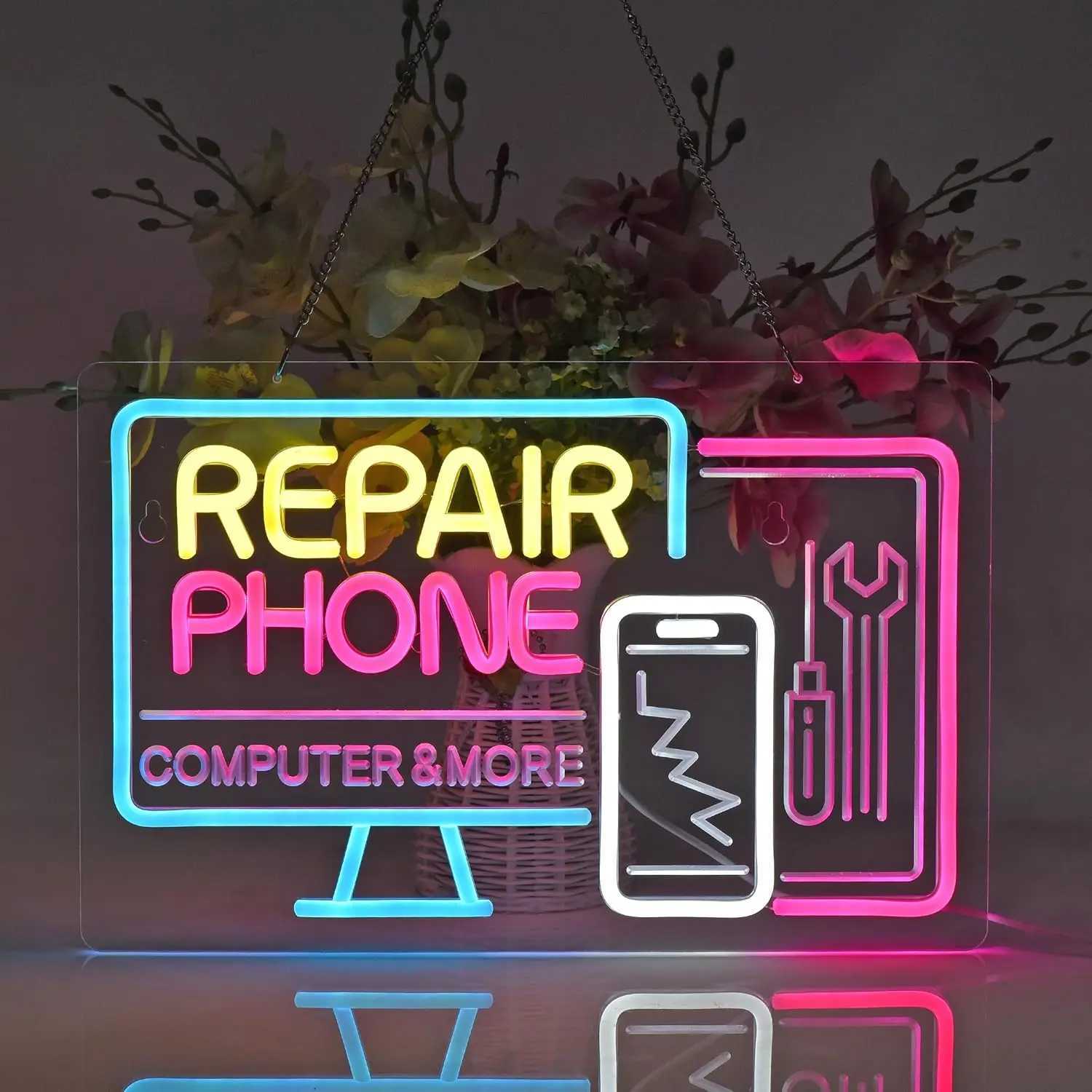 Phone Repair Neon Sign USB Powered LED Neon Light for Business Cellphone Tablet Laptop Desktop Computer Repair Shop Wall Decor XJ250602