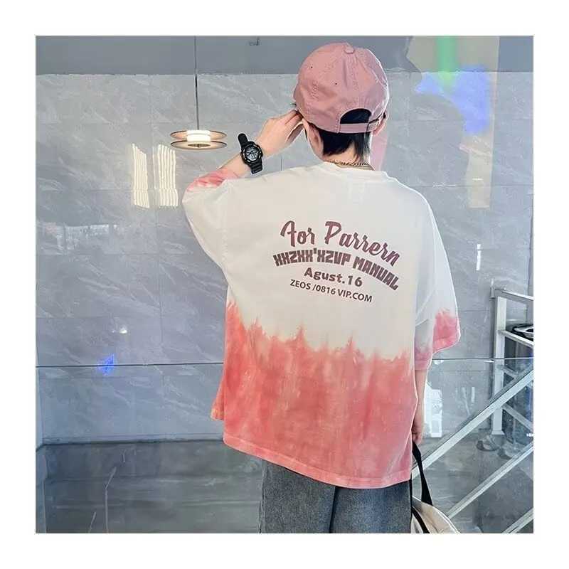 Summer Kids Clothes Fashion Streetwear Boys Girls Personality Tie-dye T Shirt Tops Children Gradient Short Sleeve O-Neck Tees T250603