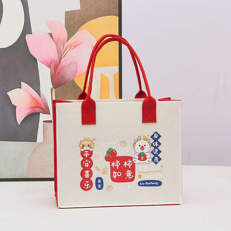 Year of the Dragon New Style Persimmon Felt Tote Bag Fashion Simple Versatile Advertising Wedding Gift Shopping Handbag