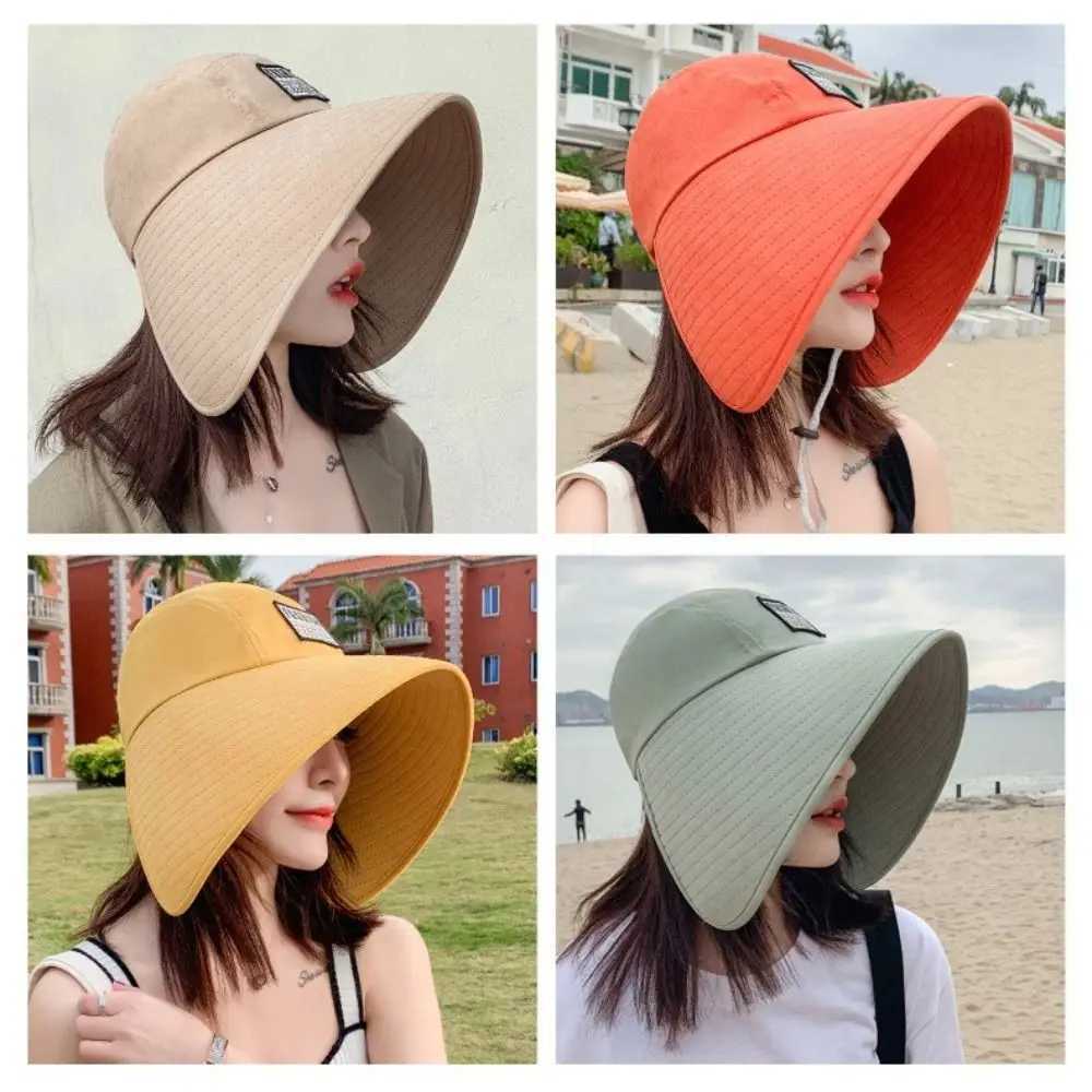 Visor Women Hat Fashionable UV Protection Big Brim Beach Sun Hat Breathable Bucket Hat for Outdoors W250602