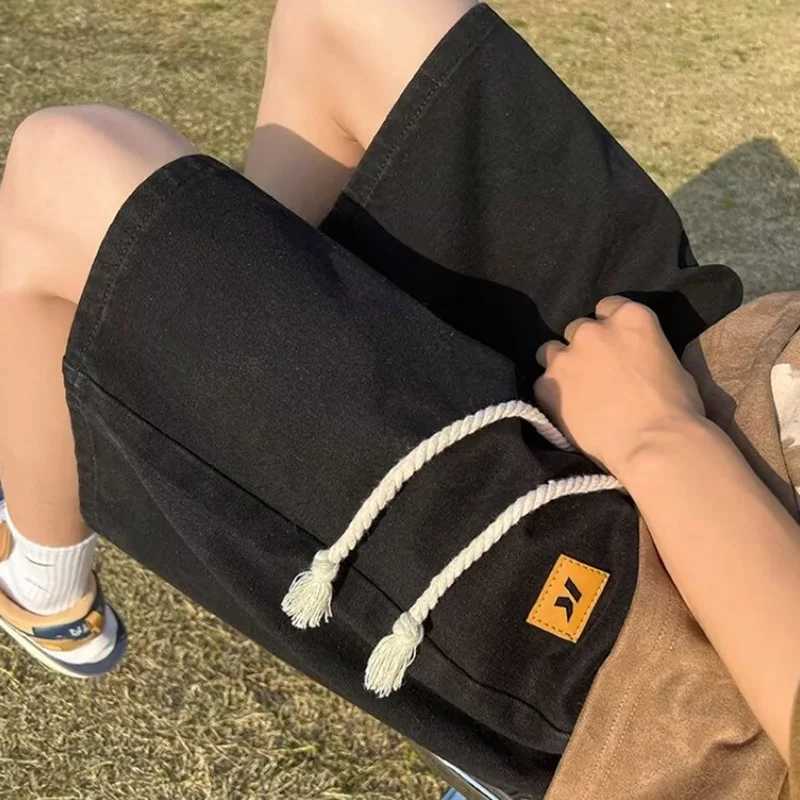 Men Basic Loose Outdoor Sports Casual Shorts Male Daily Knee Length Denim Short Pants Straight Wide Leg Wash Summer Short Jeans T250603