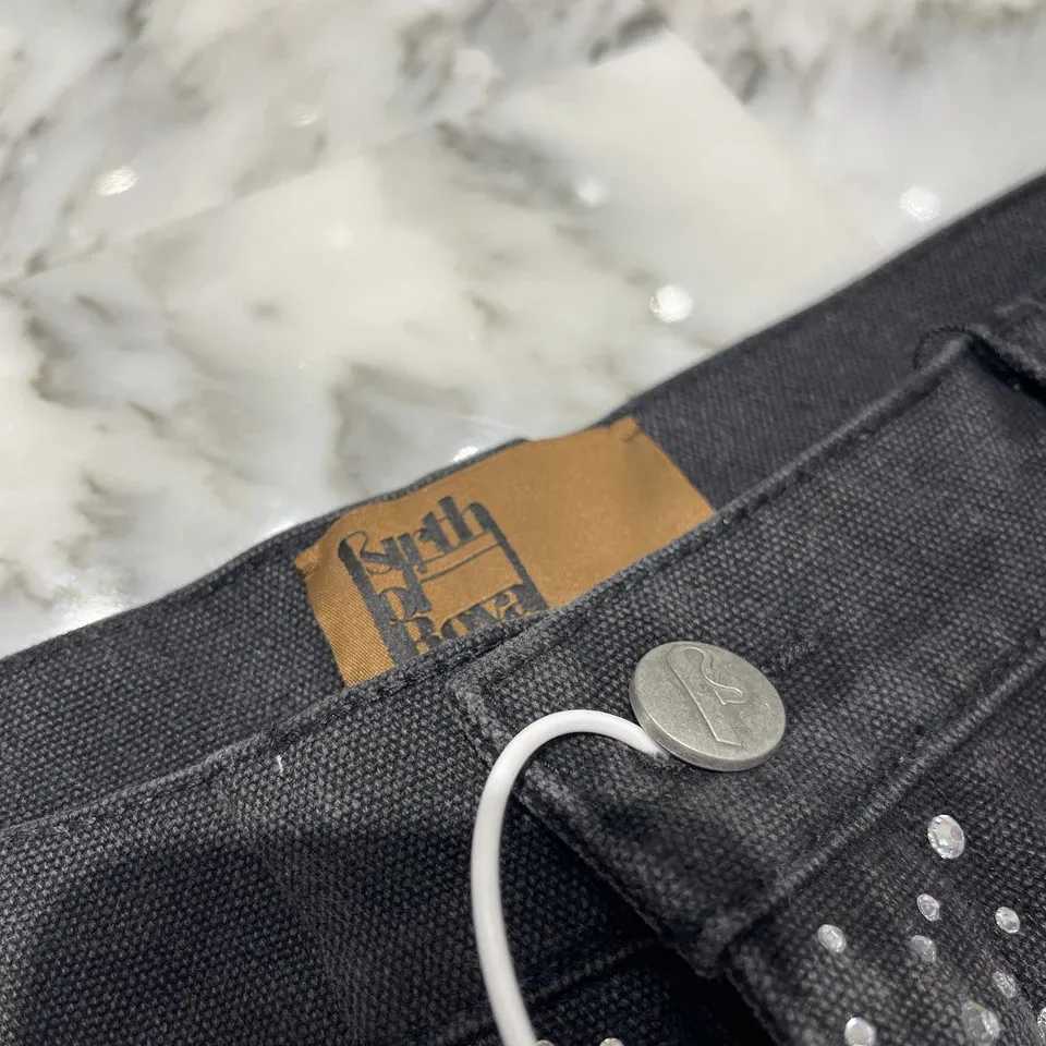 Y2K Jean Hip Hop Loose Denim Street Fashion Men Casual Basketball Shorts Retro Rhinestone Sequin Denim Short Fitness Trend Short T250603