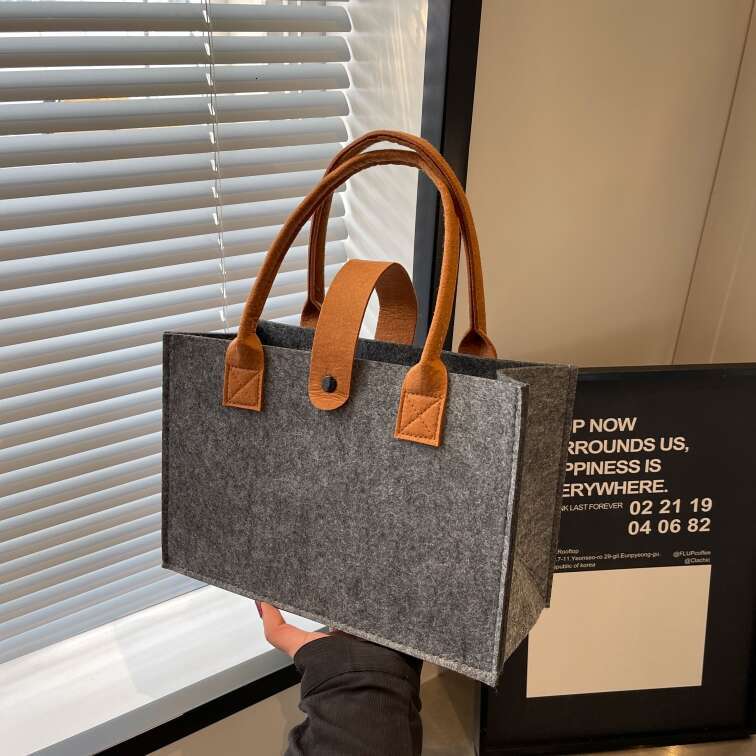 Ins Style Women's Large Capacity Shoulder New Solid Color Versatile Felt Handbag Gift Bag Customizable