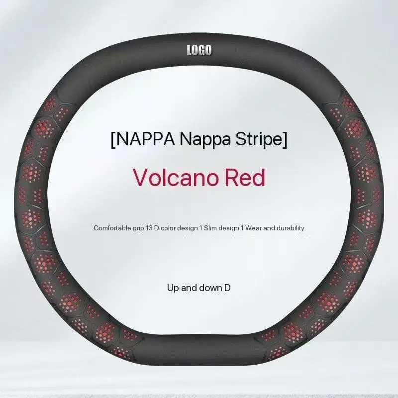 2025 new universal 3D Car steering wheel cover upper lower D anti slip breathable leather sports style Nappa handle cover R250603