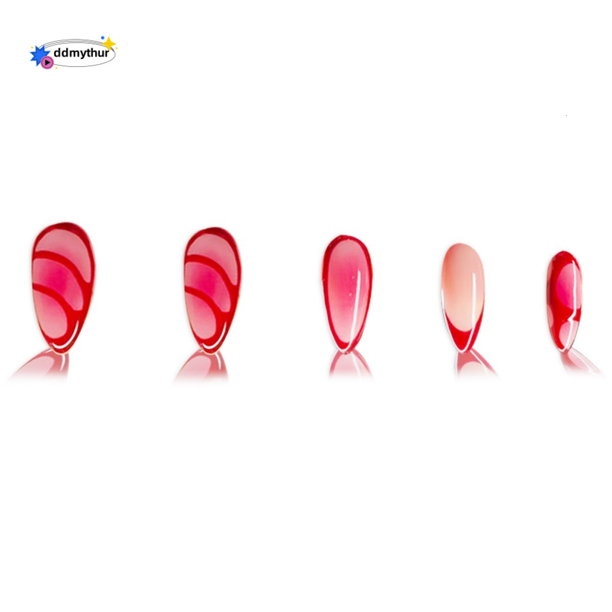 Hot-selling 24 Pieces Sweet Red Gradient French Al-shaped Detachable Wearable Nails Finished Products ddmythur