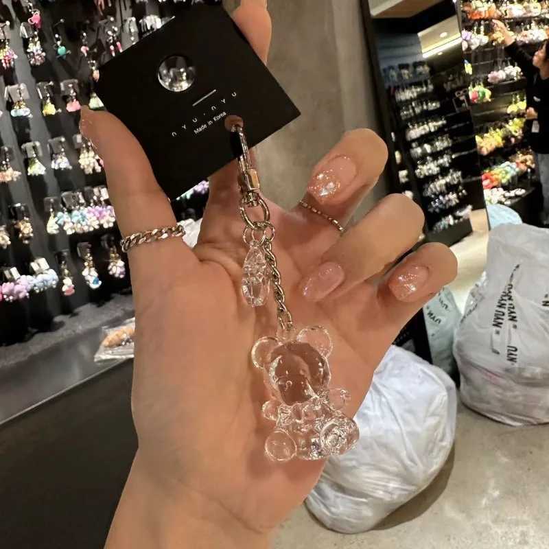 1 transparent teddy bear pendant 3D cartoon cute couple keychain female student backpack decoration versatile jewelry XJ250602