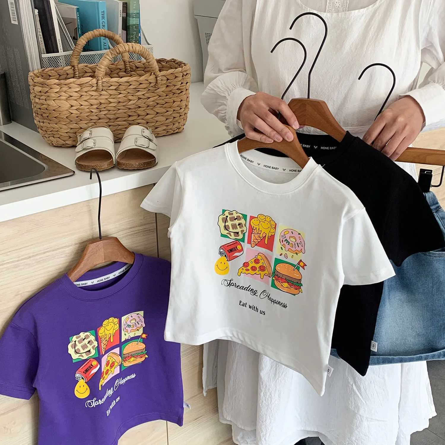 Boys Short Sleeve T-shirt Summer Children Top Boys Half Sleeve Burger Printed Cartoon Children Clothing T250603