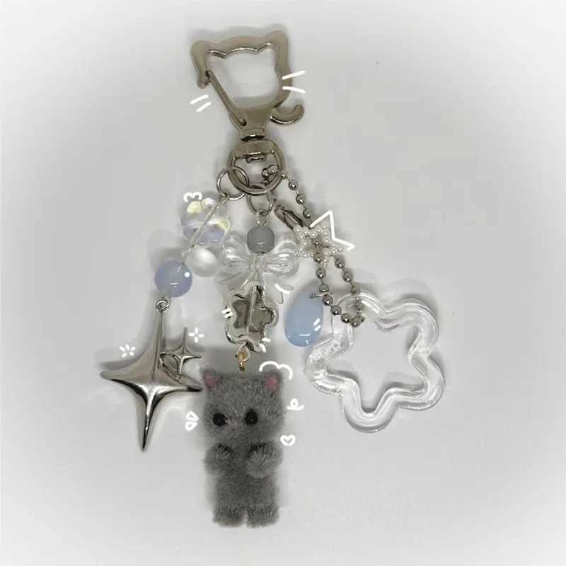 Handmade Cute Matching Fluffy Cat Beaded Keychains Aesthetic XJ250602
