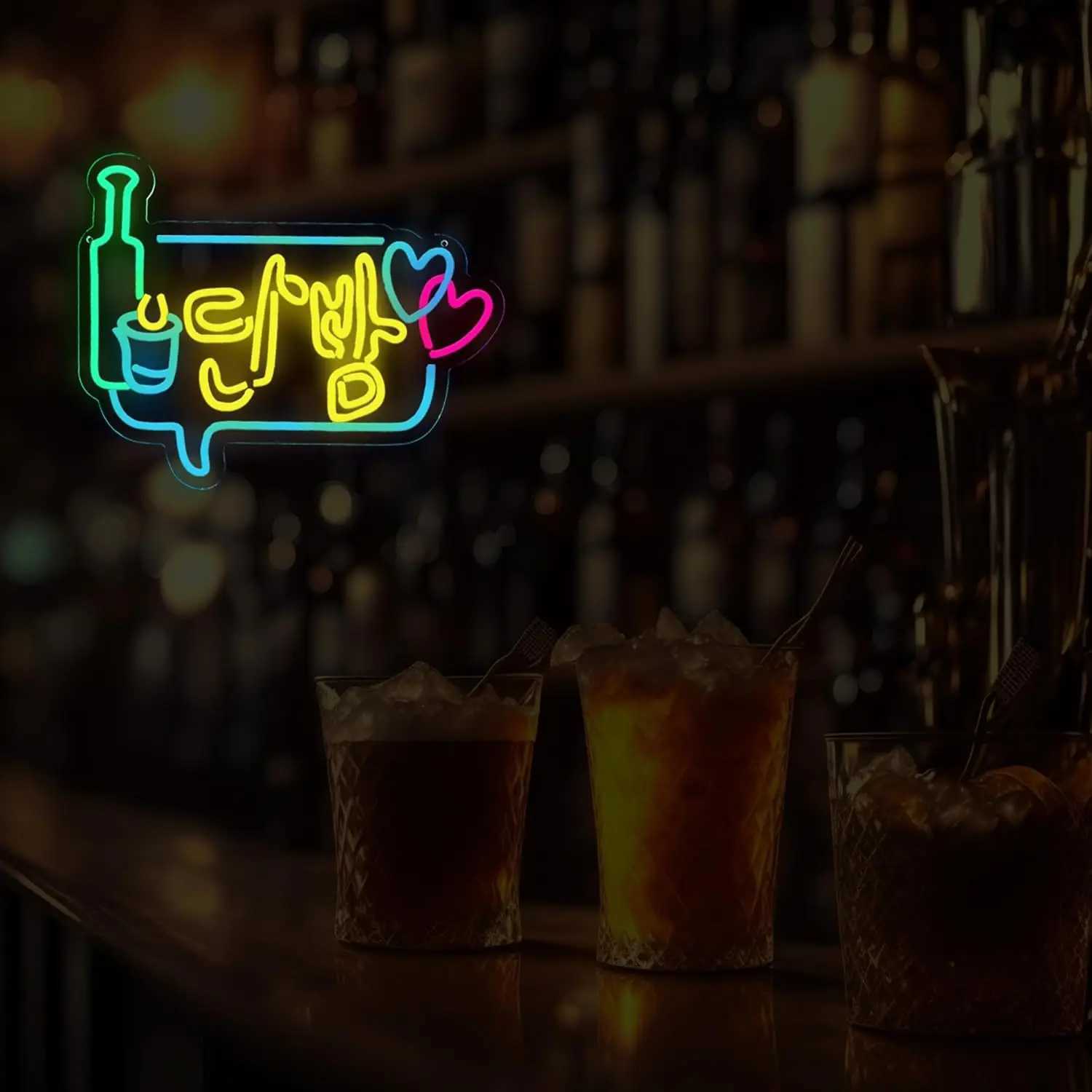 Korean Bar LED Neon Sign Dimmable USB Powered Neon Light Box for Bar Restaurant Game Room Man Cave Bedroom Garage Decoration XJ250602