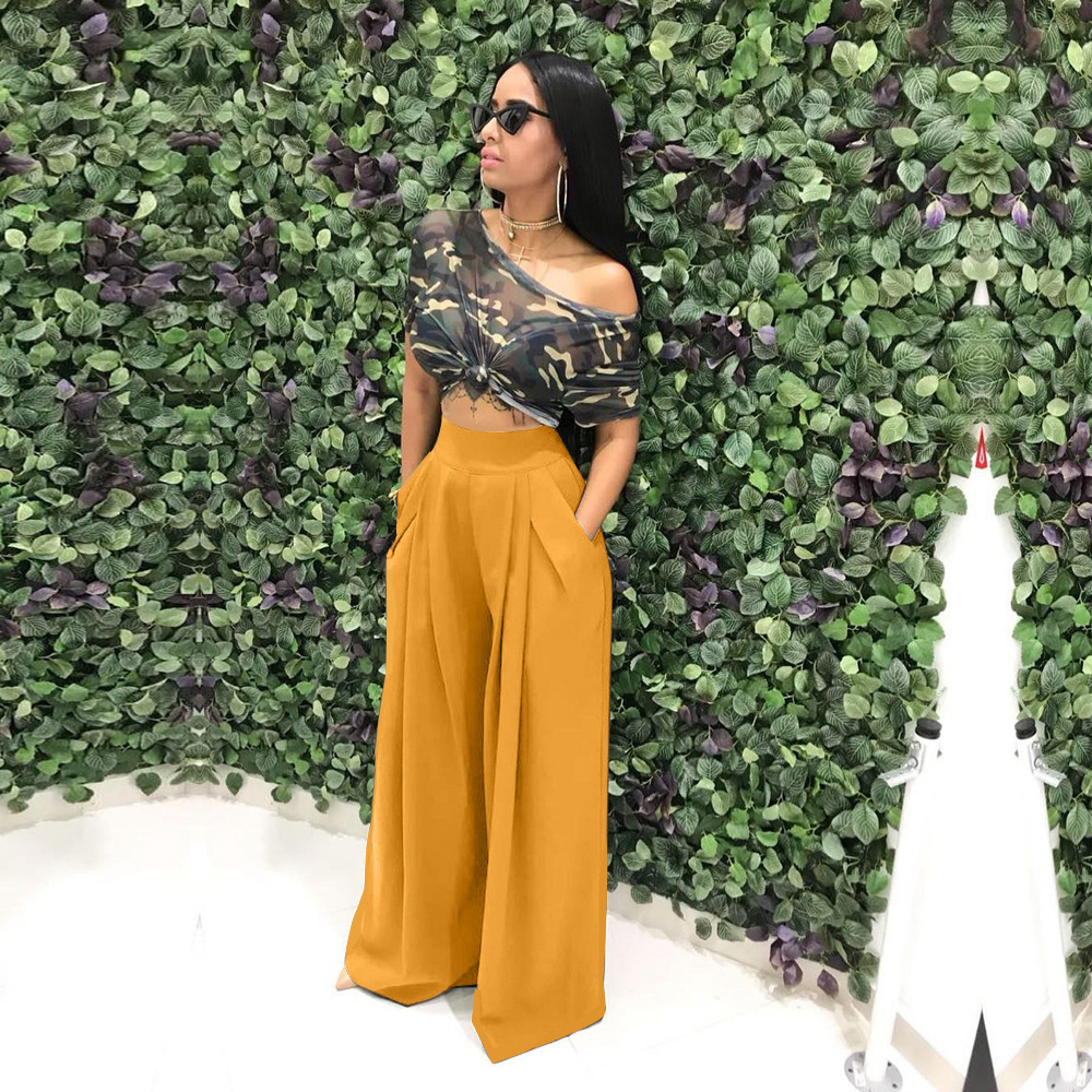 women's wear S2018 Fashion Personality Flared Long Casual Autumn Winter Wide Leg Pants 14 Colors Available