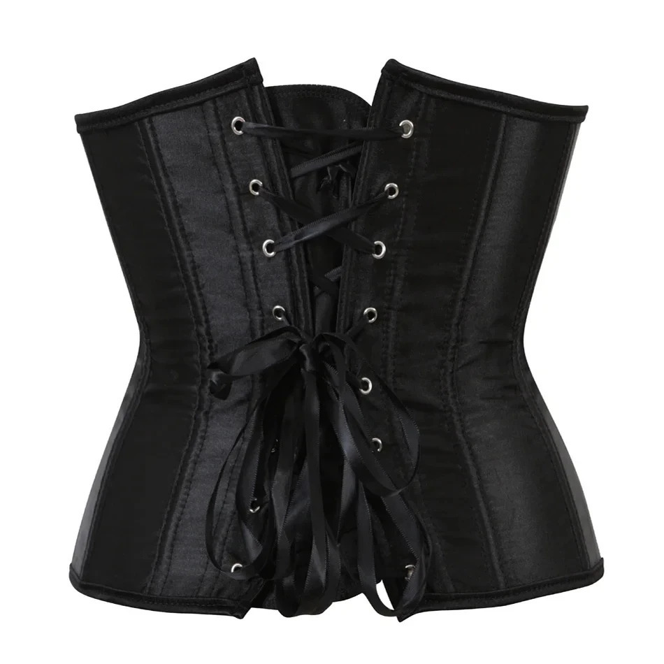 Womens Satin Underbust Corset Bustier Sexy Underwear Waist Slimming Body Shaper Corset Top for Women Steampunk Lace-up Corset 250528